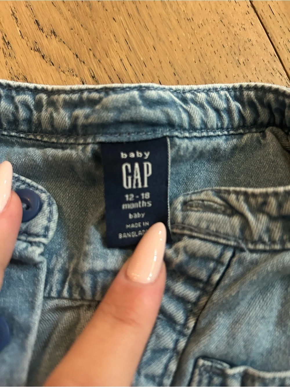 Light Wash Denim Baby GAP Romper with Chest Pocket